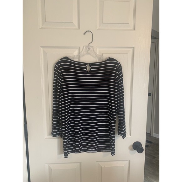 Talbots Asymmetrical Ponte Stretch Rayon T-Shirt Womens Small Stripe Flattering - Picture 6 of 10